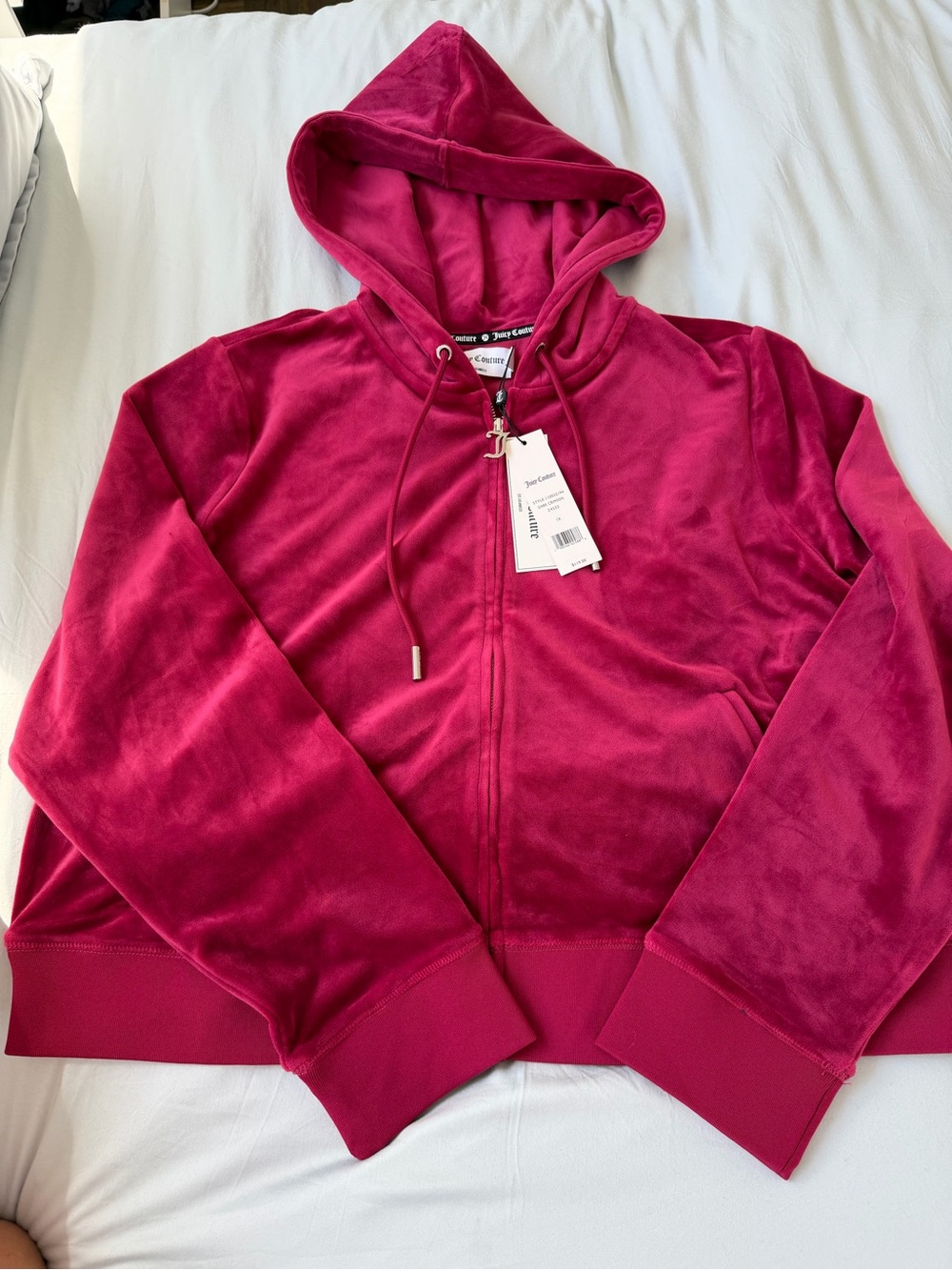 Juicy Couture Raspberry Velour Zip-Front Hoodie Jacket Size 1X